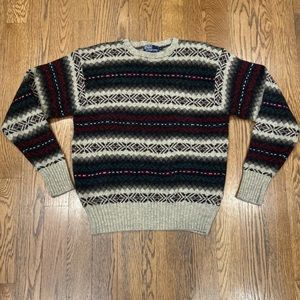 Polo Ralph Lauren Fair Isle Nordic Knitted Wool Sweater Size Large